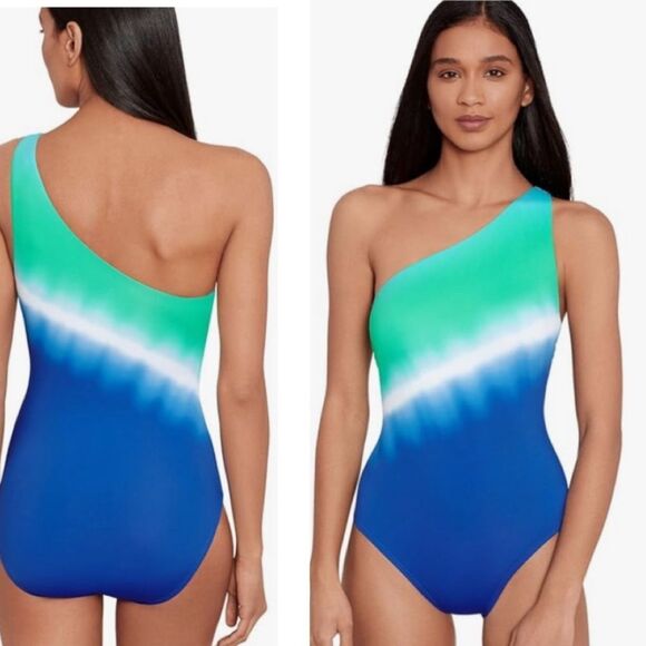 Lauren Ralph Lauren Cabana Ombre One
Shoulder One-Piece Size 12 - Picture 1 of 7
